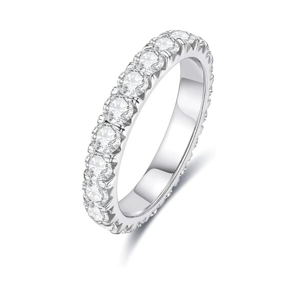 Certified 2.3ct Moissanite Ring 18K White Gold Wedding Band Promise Ring